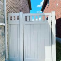 vinyl tan fence gate hamilton