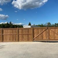 wood fence double rolling gate