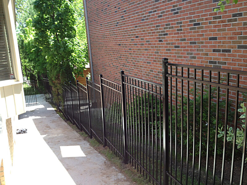 Modular Iron Black Fence Down Side Of Two Houses