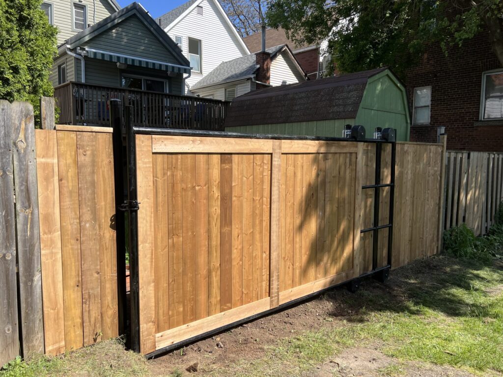 Sliding Double Wood Backyard Fence Gate